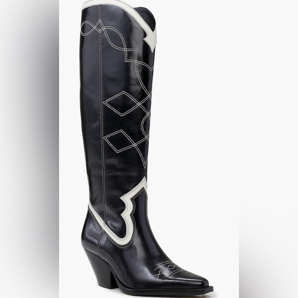 Vince Camuto Nedema Pointed Western Boot (5M, 7M; Black/Creamy)
